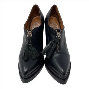 Jeffery Campbell Black Leather Loafer Heels Tassel